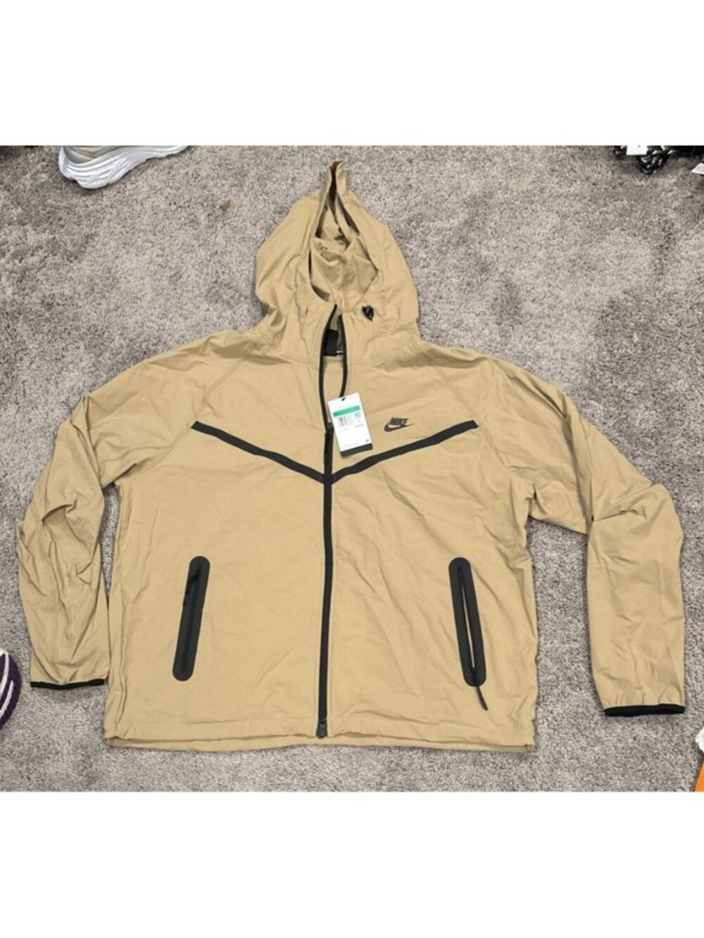 Nike Tech Woven Windbreaker Jacket Parachute Beige Size XL